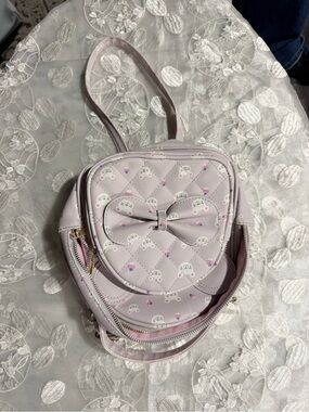 Under One Sky Quilted Light Pink Heart-Shaped Mini Backpack with Bow